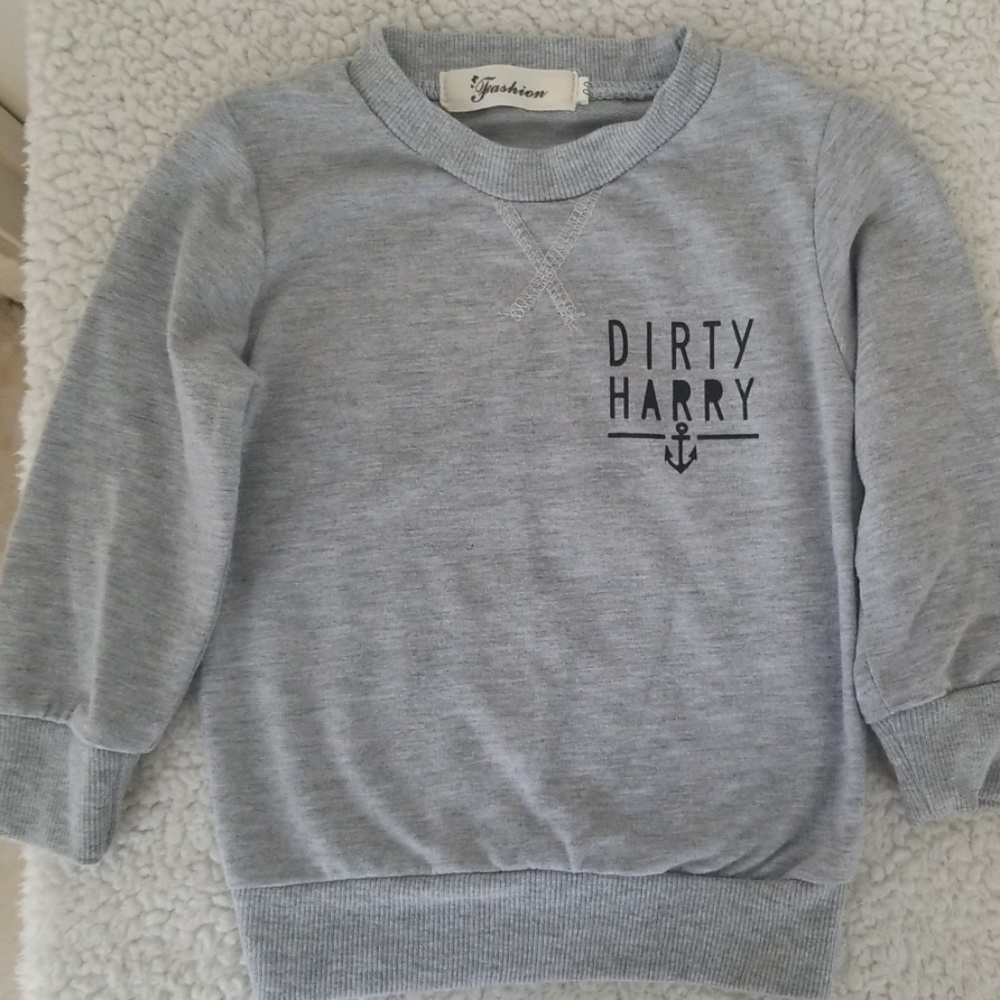 Crew Neck Heather Grey Printed Sweater